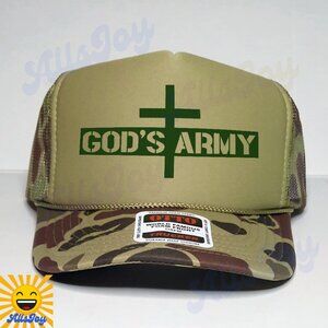 GOD’S ARMY Foam Trucker Hat Snapback Cap Olive Camo
